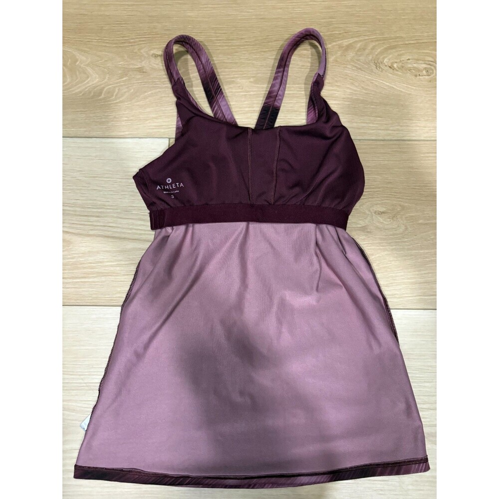 Athleta Purple Mesh Print Ombre Activewear Tank Built-in Bra Workout Top Small - Picture 7 of 8